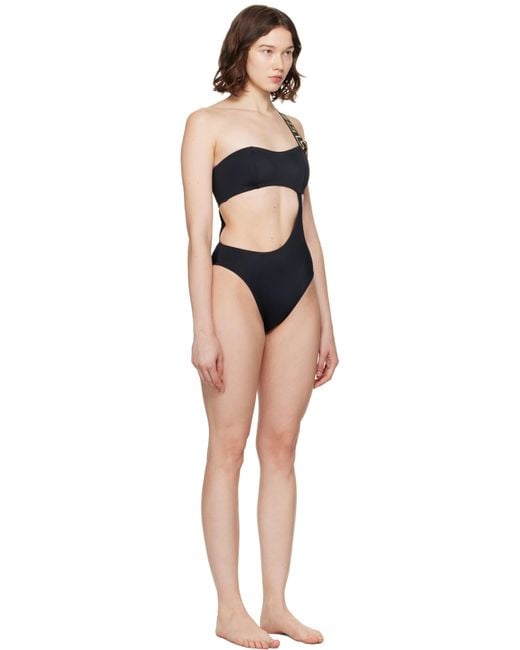 Maillot De Bain Une Pièce Noir À Bretelle À Motif Greca Versace en coloris Black