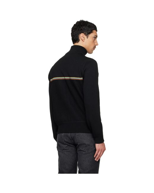 Paul Smith Black 'Signature Stripe' Merino Wool Knitted Jacket for men