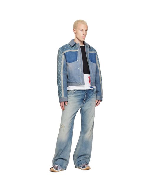 MARINE SERRE Blue Regenerated Boxy Denim Jacket for men
