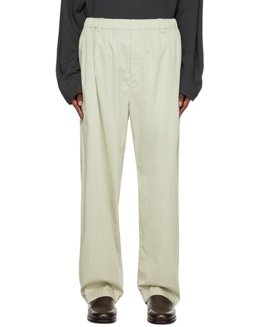 Lemaire White Green Relaxed Trousers for men