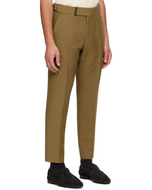 Tom Ford Natural Khaki Belted Trousers for men