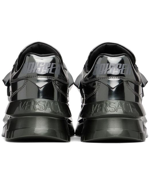 Versace Black Gunmetal Odissea Sneakers for men