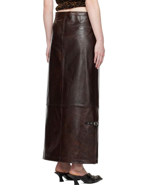 Acne Black Long Leather Maxi Skirt