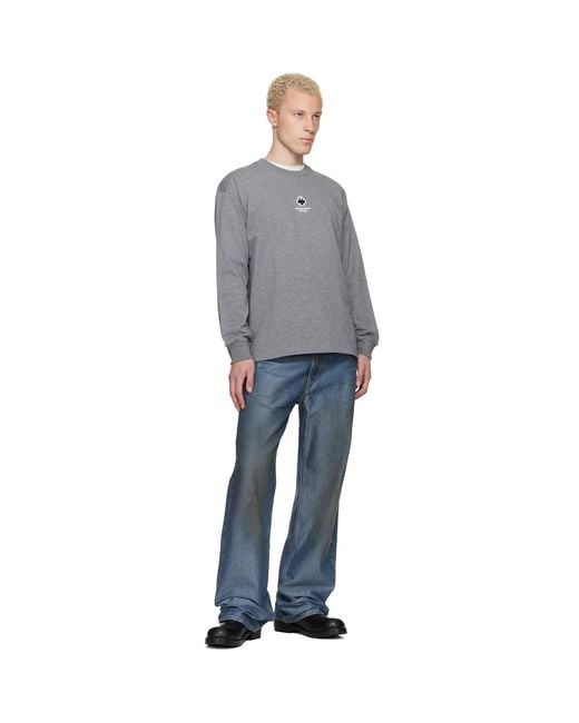 Aape By A Bathing Ape Gray 'Aapenow' Clover Moonface Long Sleeve T-Shirt for men