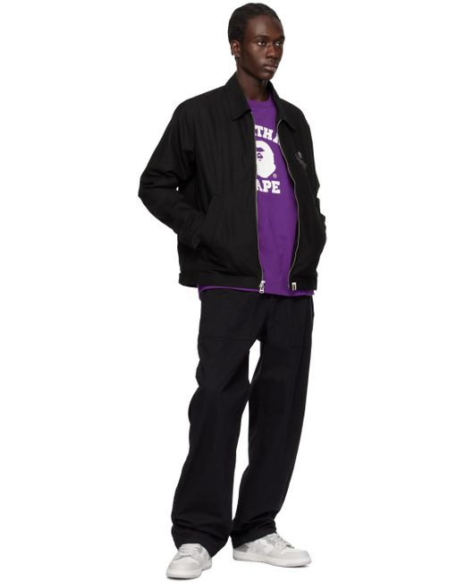A Bathing Ape Purple Mad Face College Long Sleeve T-shirt for men