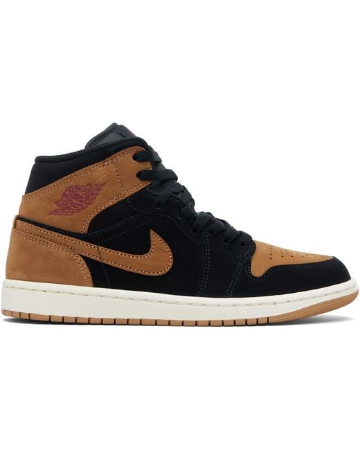 Nike Black Tan Air Jordan 1 Mid Se Sneakers for men