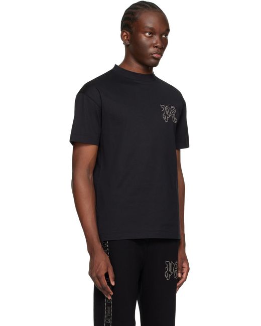 Palm Angels Black Monogram Stud T-shirt for men