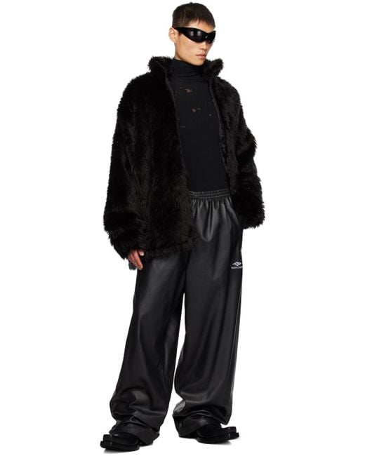 Balenciaga Black 3b Sports Icon Leather Pants for men