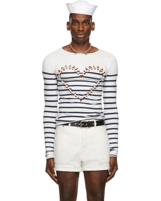 Jean Paul Gaultier Ssense Exclusive White Les Marins Sailor Heart Long  Sleeve T-shirt for Men | Lyst Australia