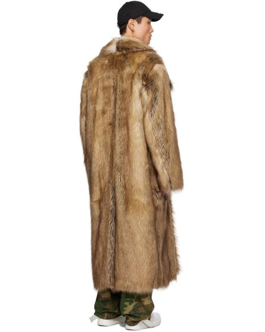 Givenchy Beige Doublebreasted Fauxfur Coat for Men Lyst UK