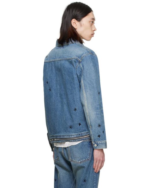 Undercover Blue Embroidered Denim Jacket for men