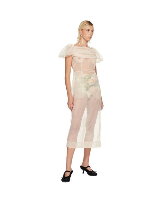 Simone Rocha Black Sheer Sculpted Gathered Bust Midi Dress