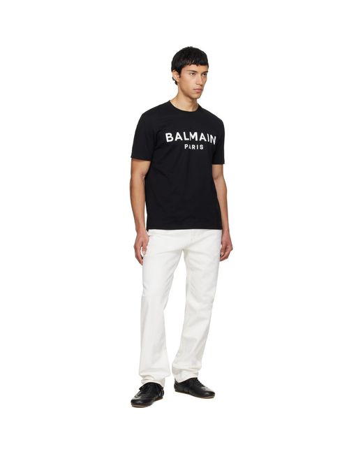 Balmain Black Paris' Print T-Shirt for men