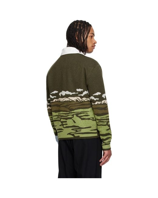 Burberry Green Landscape Wool Blend Sweater for men