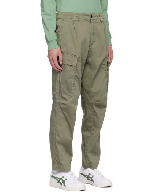 C P Company Green Khaki Loose Cargo Pants for men