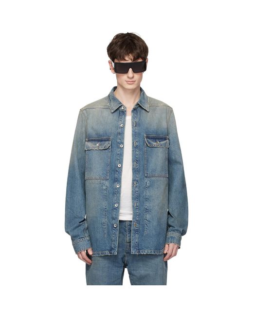 Rick Owens Blue Temple Denim Overshirt for men