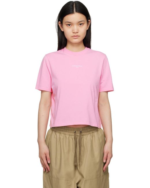 Maison Kitsuné Pink Embroidered T-shirt