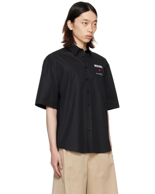 Moschino Black Embroidered Shirt for men