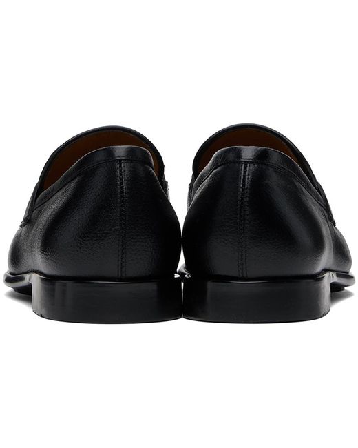 Ferragamo Black Gancini Ornament Loafers for men