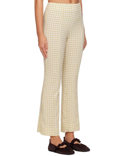 Ganni Natural Beige Check Trousers