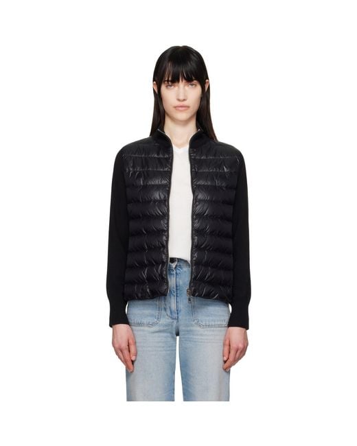 Moncler Black Padded Wool Zip-Up Down Jacket