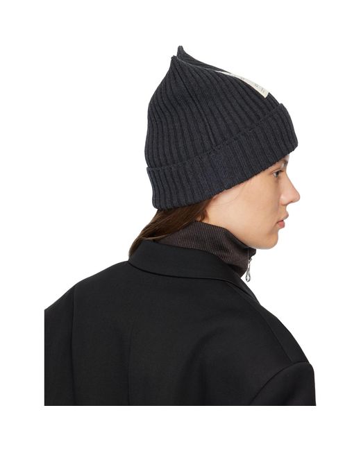 Acne Black Ribbed Beanie