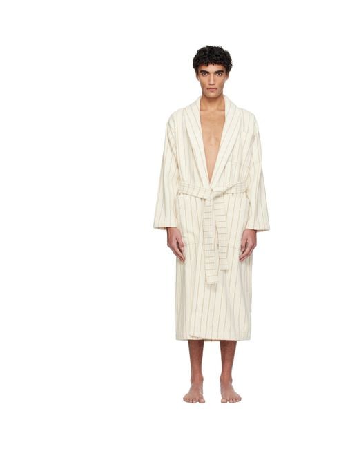 Tekla White Off- & Terry Classic Bathrobe for men