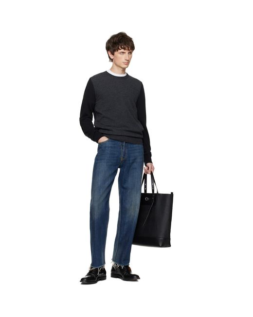 Maison Margiela Black Two-Tone Wool Sweater for men