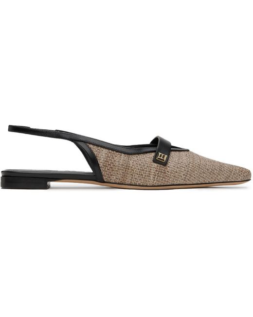 Max Mara Black Leather Ballerina Flats