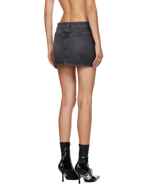 DIESEL Black Denim Mini Skirt With Logo Buckle