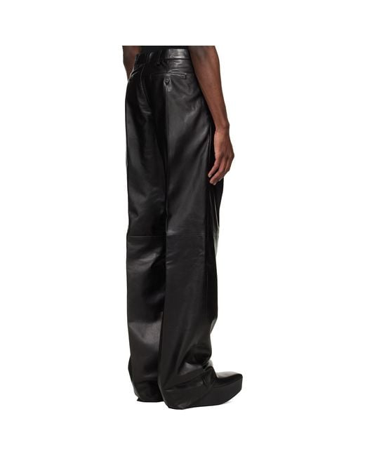 Rick Owens Black Temple Tailored Dietrich Leather Pants for men