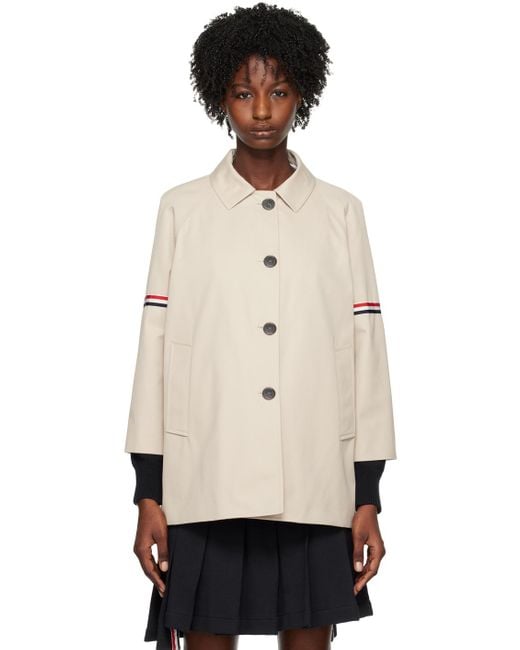 Thom Browne Natural Khaki Striped Armband Coat