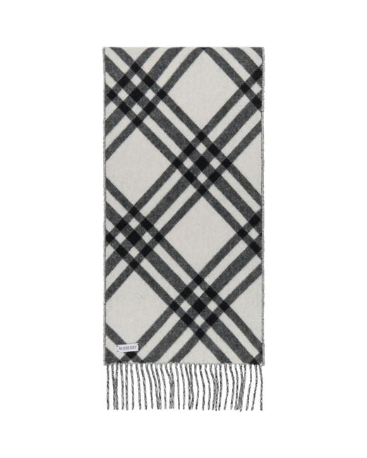 Burberry Black Check Cashmere Scarf for men