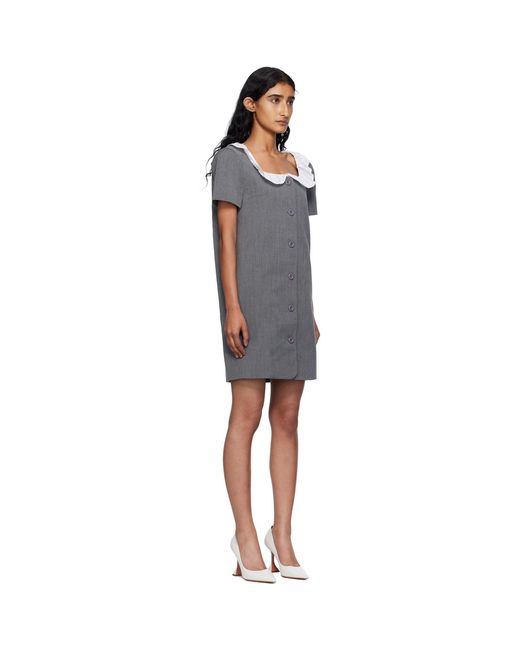 Pushbutton Black Frilled Neck Minidress