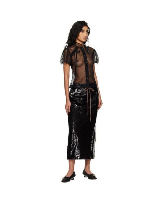 Simone Rocha Black Column Pencil Midi Skirt