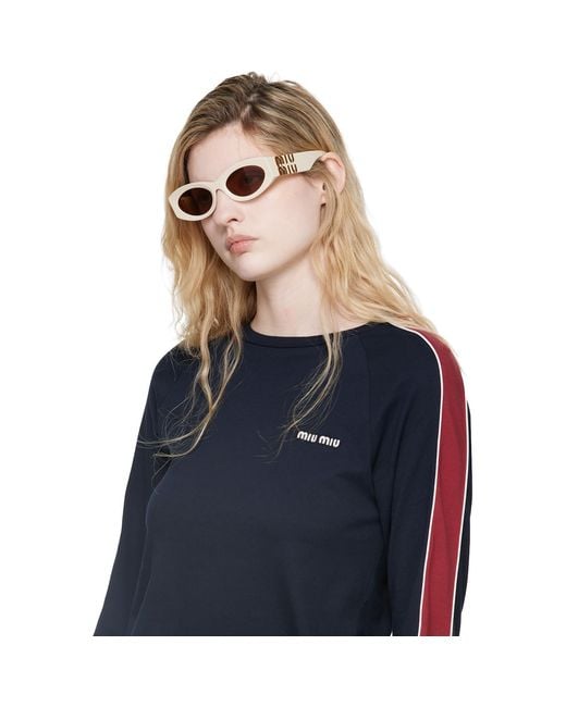 Miu Miu Pink Off- Retro Oval Sunglasses
