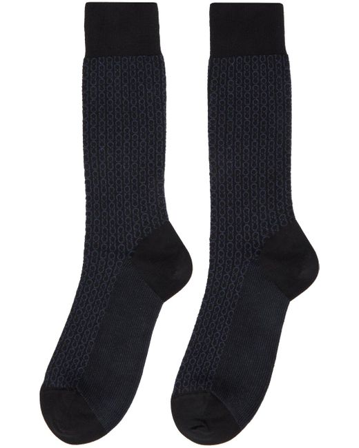 Ferragamo Black & Navy Gancini Socks for men