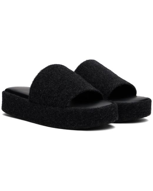 Lauren Manoogian Black Brushed Alpaca Open-Toe Platform Sandals