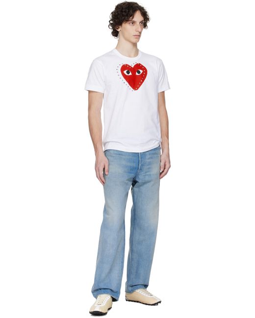 COMME DES GARÇONS PLAY White Stud Print T-Shirt for men