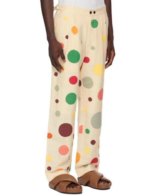 Bode Multicolor Off-white Dotted Appliqué Trousers for men