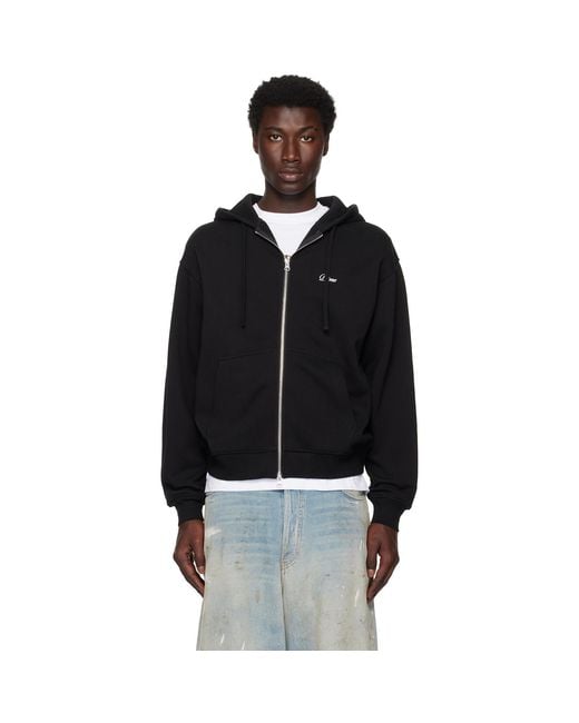 Dime Black Cursive Small Logo Zip Hoodie for men