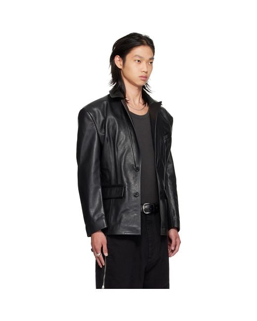 Lu'u Dan Black Cinched Leather Blazer for men