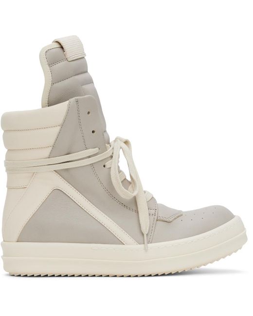 Rick Owens Natural Geobasket Leather High-top Trainers