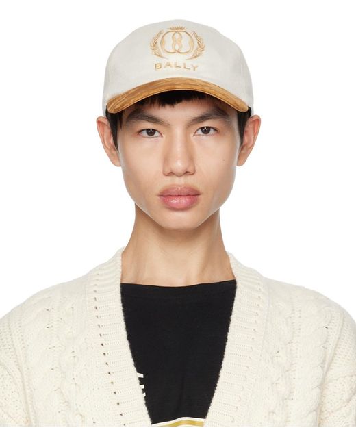 Bally White Tan Embroide Cap for men