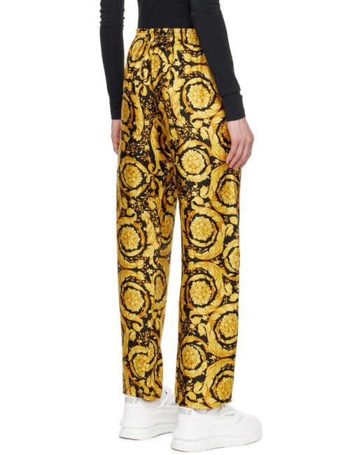 Versace Yellow Black Barocco Pajama Pants