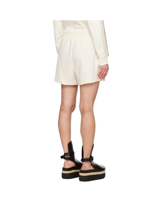 Moncler White Off- Striped Trim Shorts