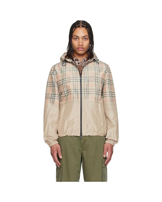 Burberry Natural Gradient Check Hooded Jacket for men