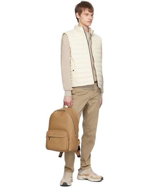 Boss Brown Faux-Leather Logo & Signature Stripe Backpack for men