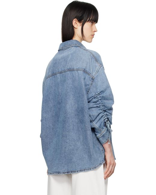 DARKPARK Blue Keanu Tencel Denim Rouche Shirt