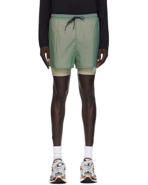 District Vision Green Ripstop Layered Trail Shorts for men